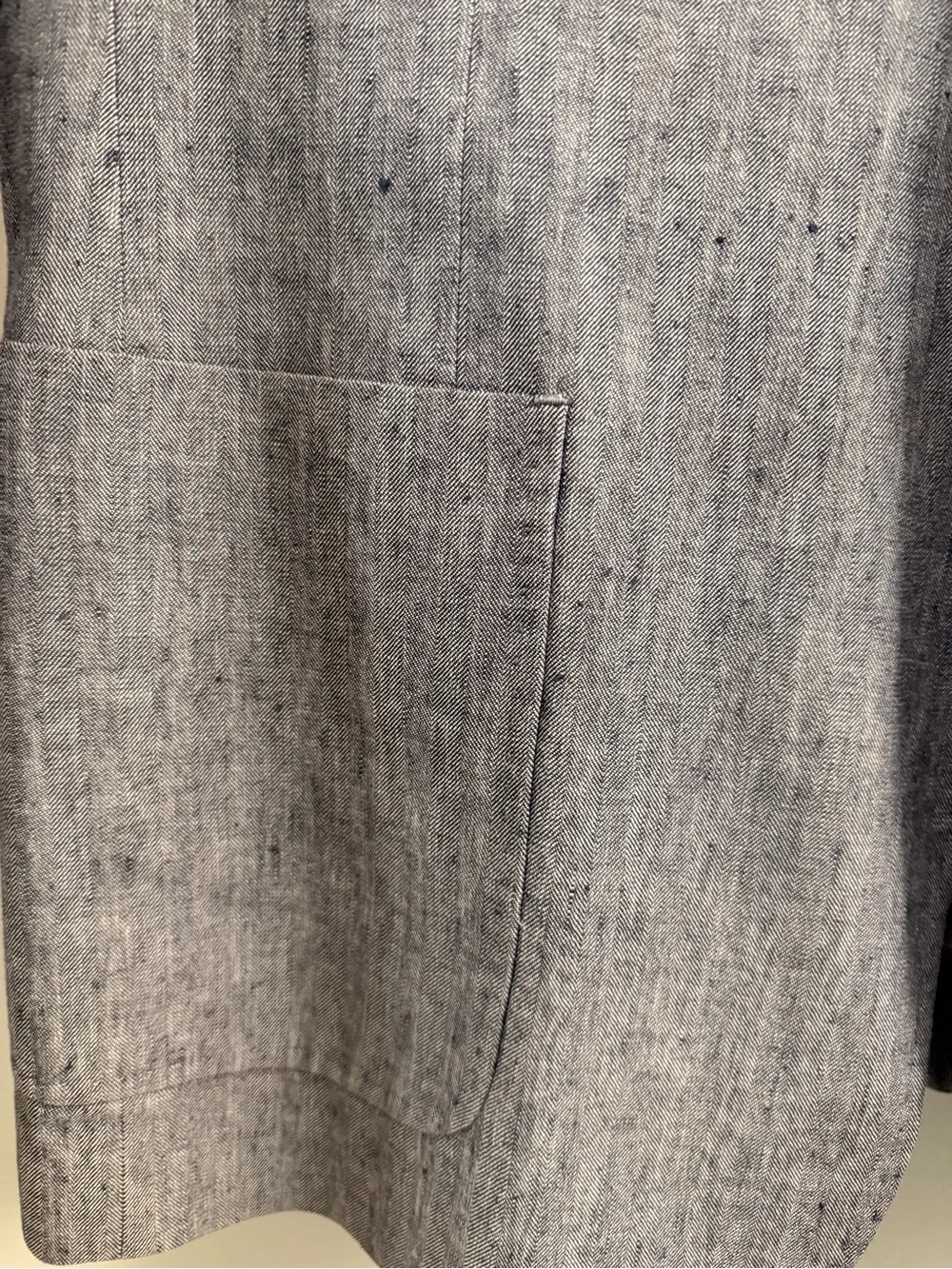 Men's Light Gray/Blue Linen-Blend Blazer - Classic Two-Button